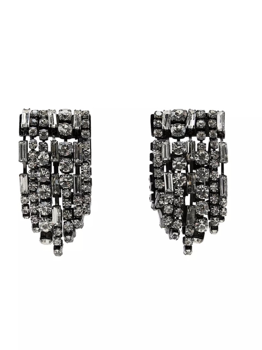 Zara Black and Silver Tapered Crystal Drop Earrings